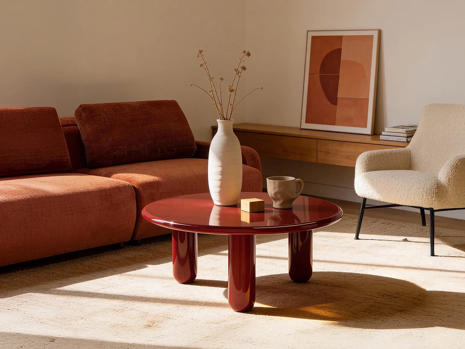 Table basse en MDF - Rouge laqué - BENESA