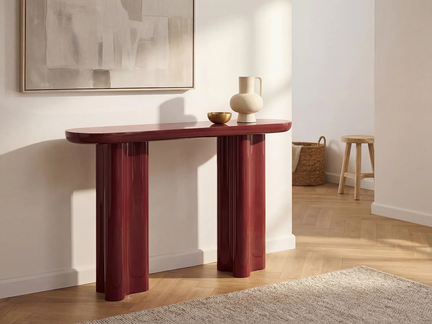Console en MDF - Bordeaux laqué - LESONA