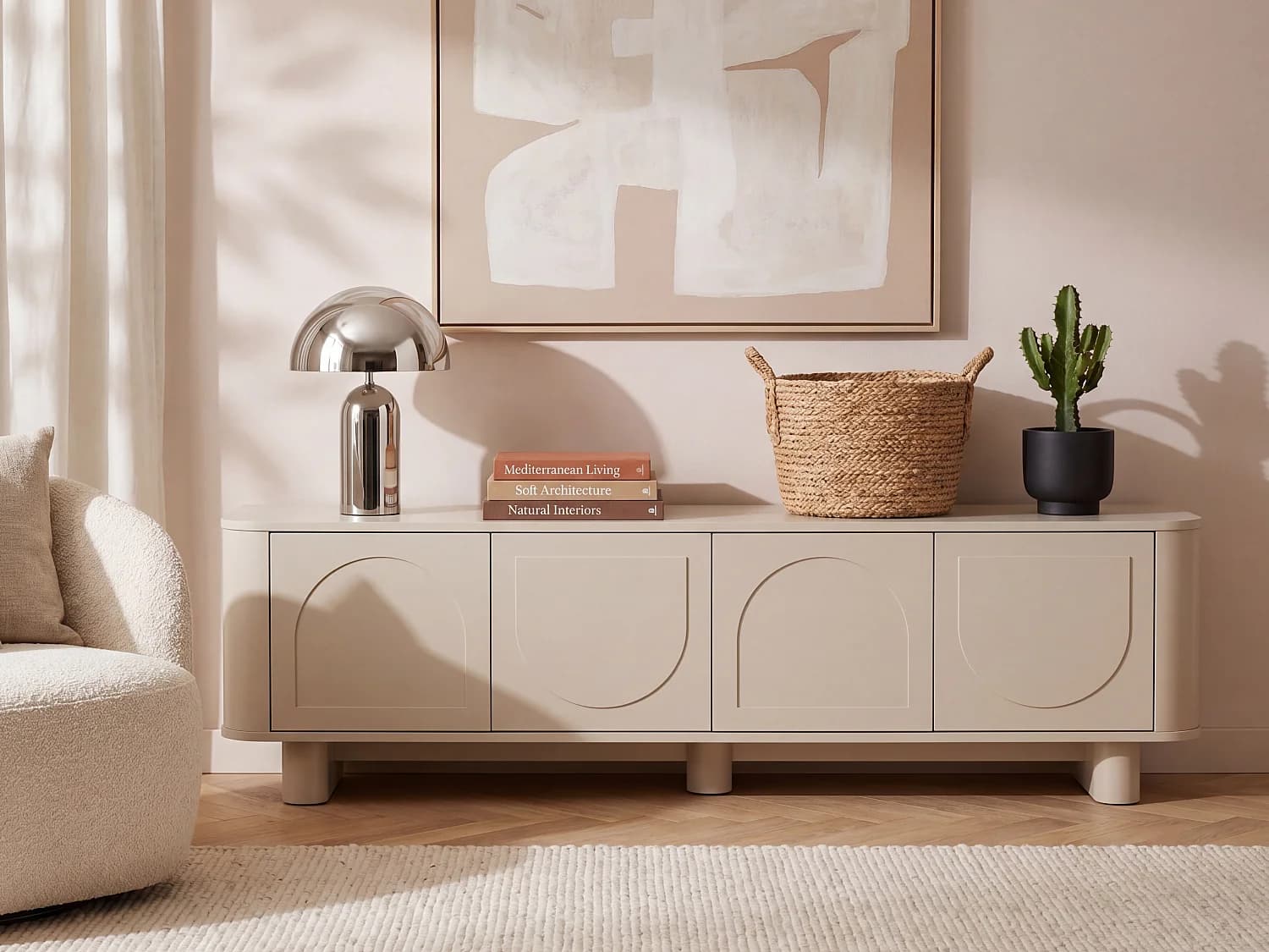 Meuble TV avec 4 portes - Taupe - BRISTANA