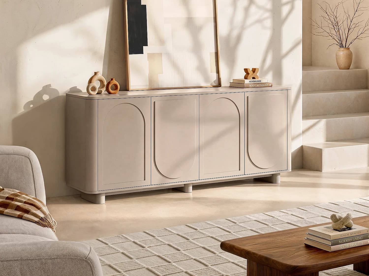 Buffet avec 4 portes - Taupe - BRISTANA