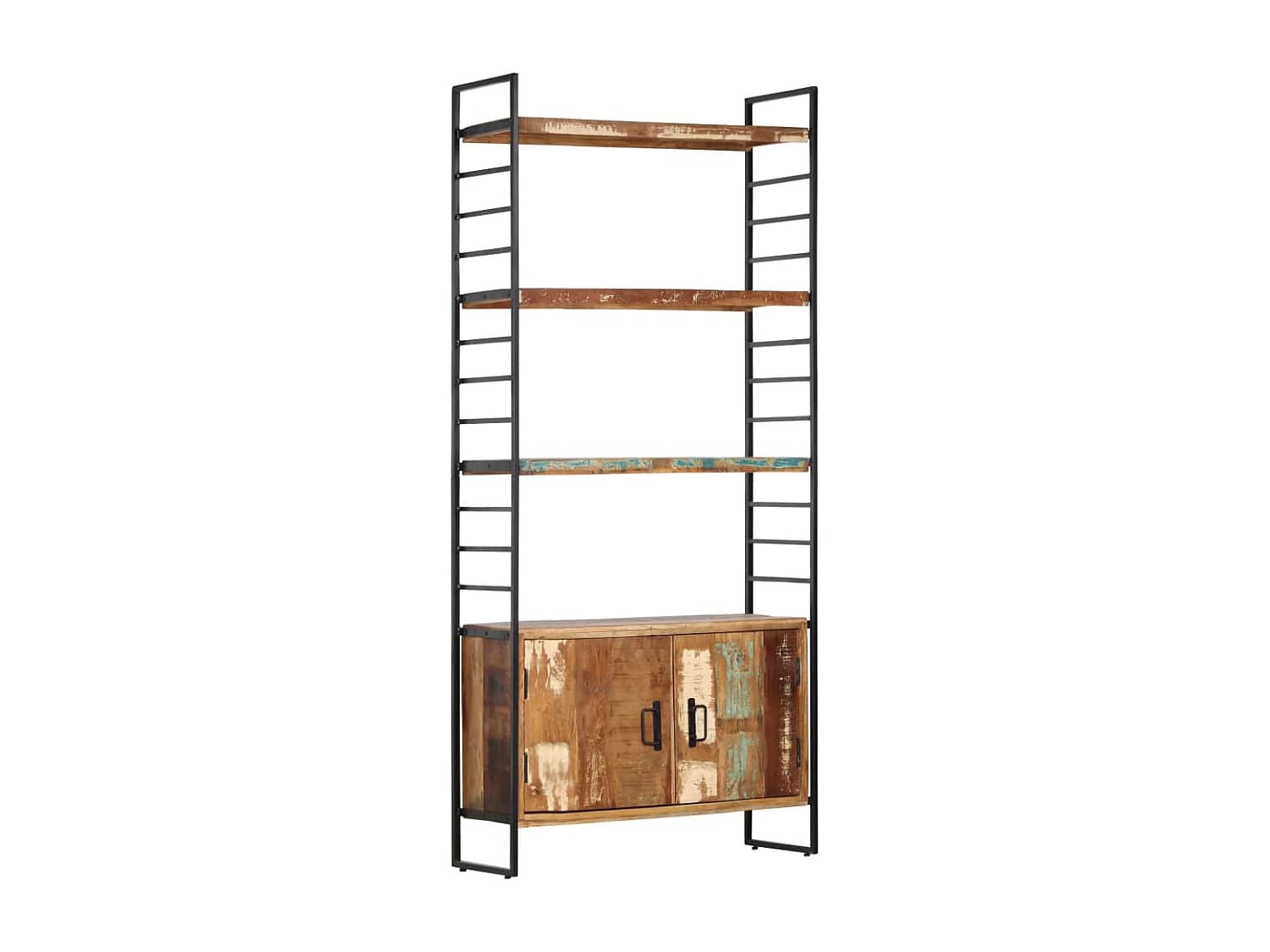 Bibliothèque | Etagère de rangement | Meuble de rangement 4 niveaux 80x30x180 cm Bois solide de récupération