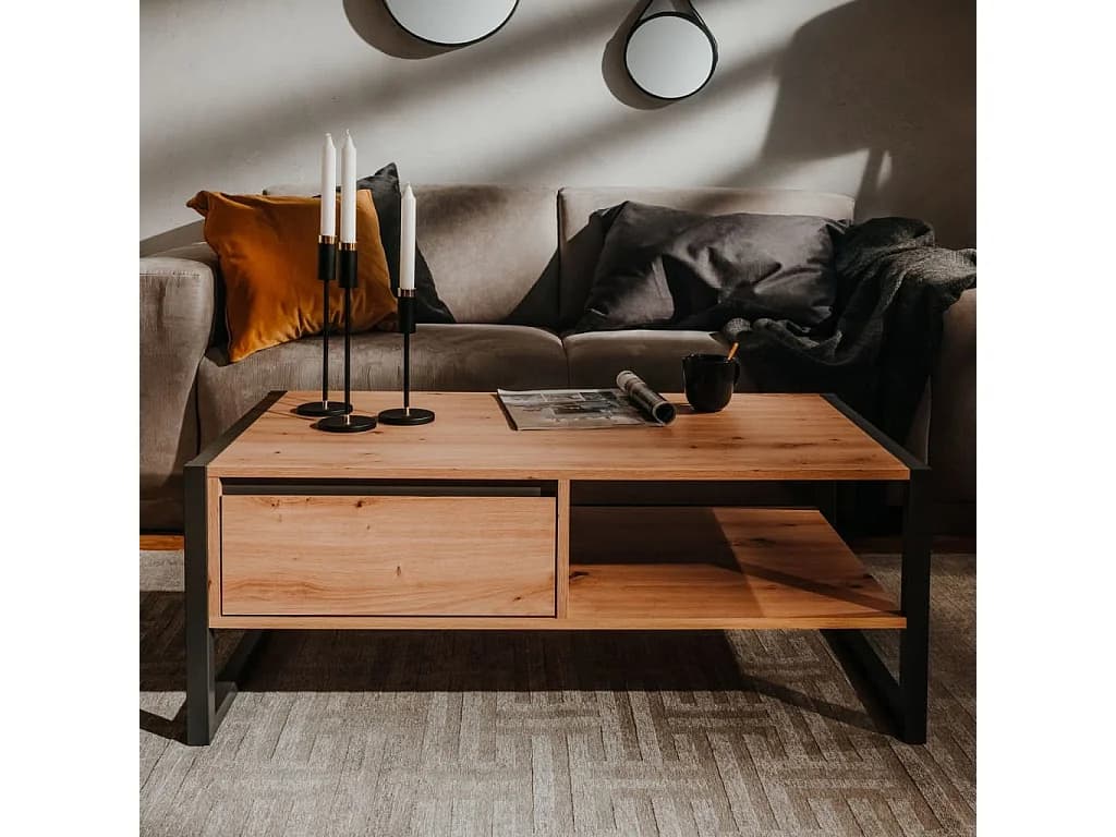 Table basse Denver 55 Chêne artisanal et gris anthracite FR337952