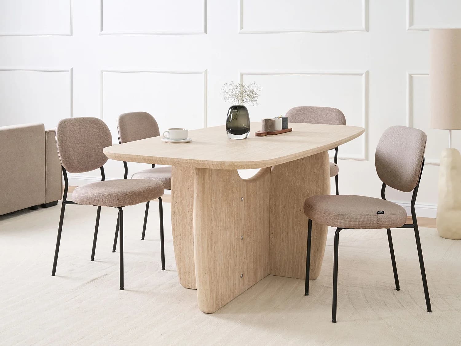 Table de repas TRAVERS Effet travertin 180 cm 90 cm