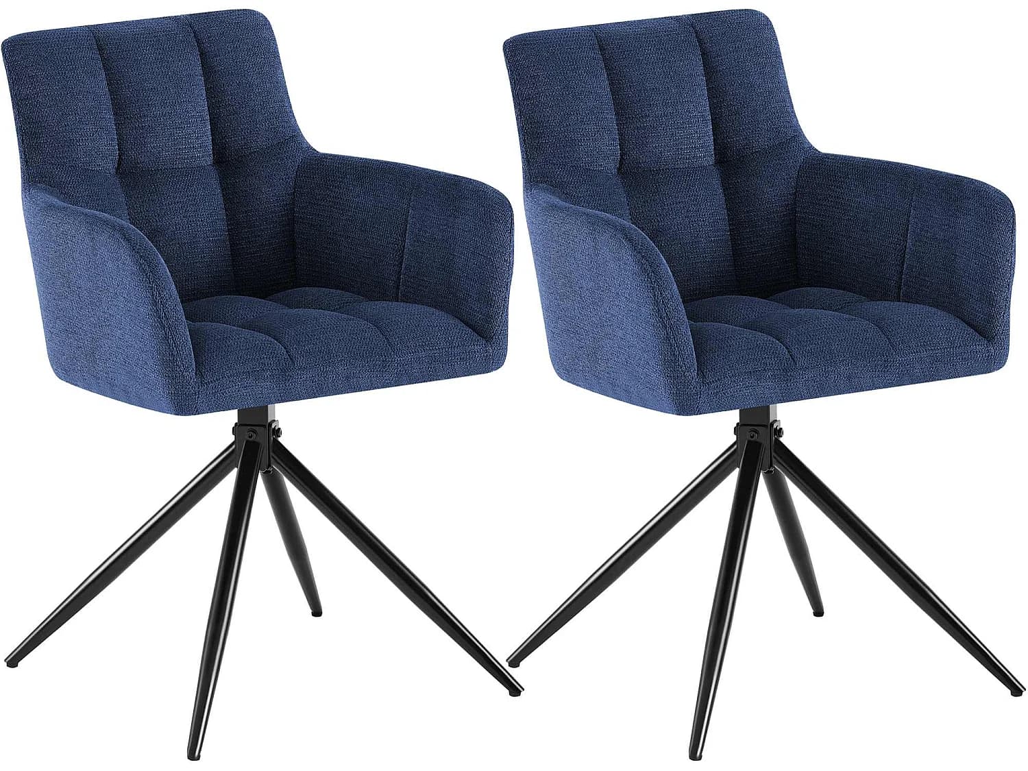Lot de 2 chaises avec accoudoirs - Tissu - Bleu foncé - Jonah
