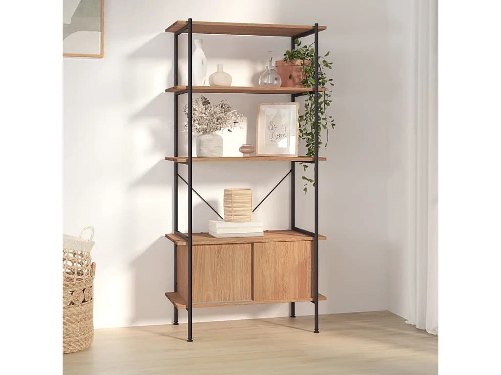 Étagère à 5 niveaux armoire 80x40x163cm Acier bois d'ingénierie