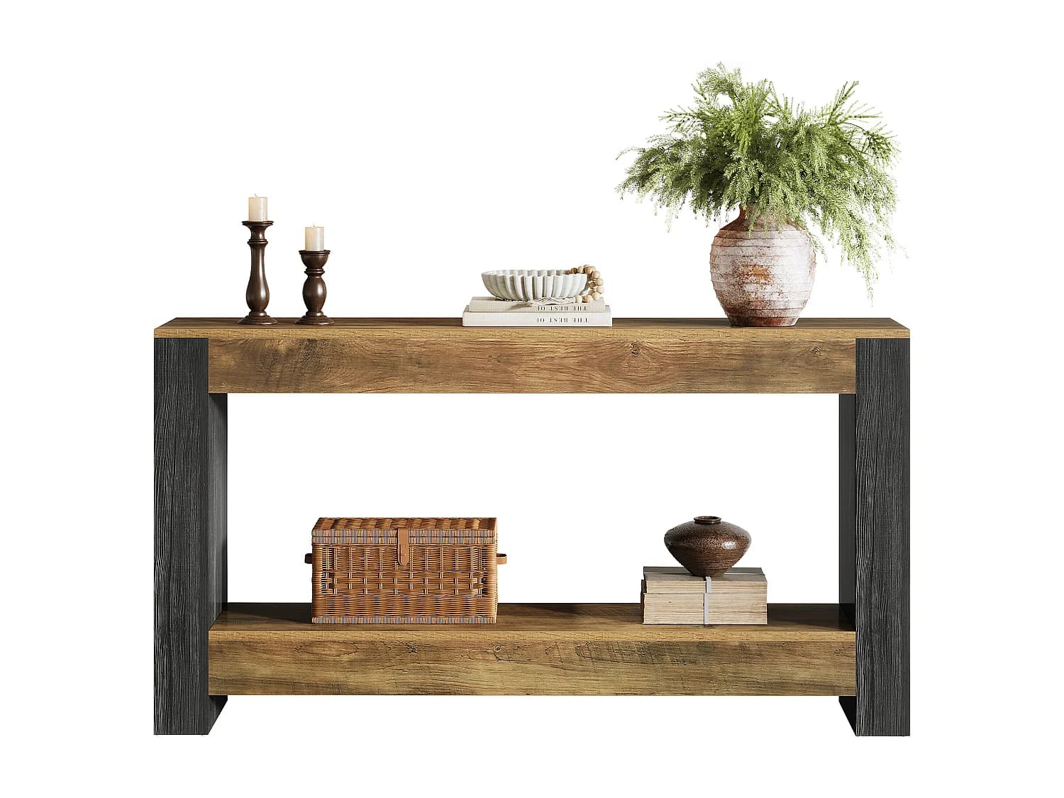 Table Console de 160 cm de Long pour entrée, Table d’Entrée en Bois Rustique pour Salon