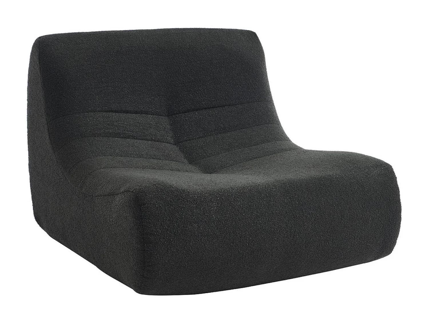 Fauteuil chauffeuse en bouclette texturée noir style contemporain 1 place