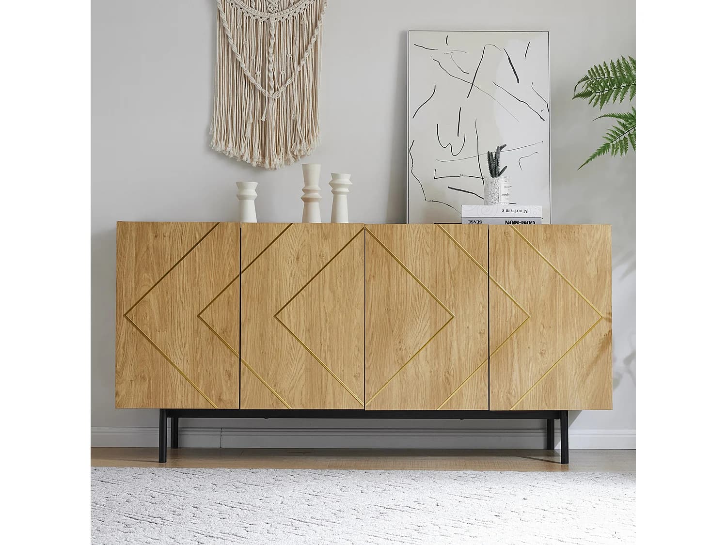 Buffet 4 portes multifonctionnel pour salon, salle à manger et chambre 160x40x78cm