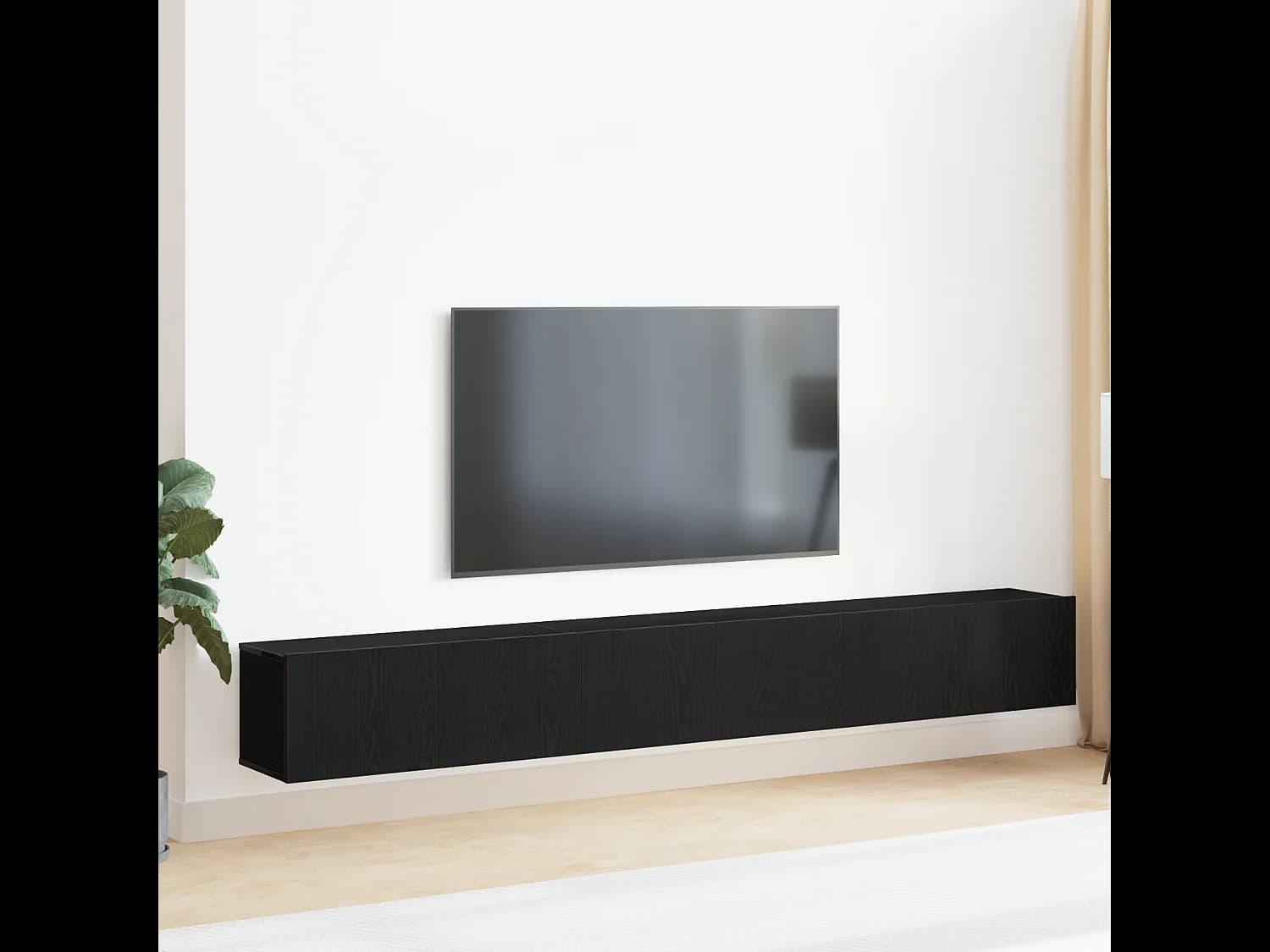 Set meuble TV | Banc TV | Armoire TV 3 pièces - Bois reconstitué noir