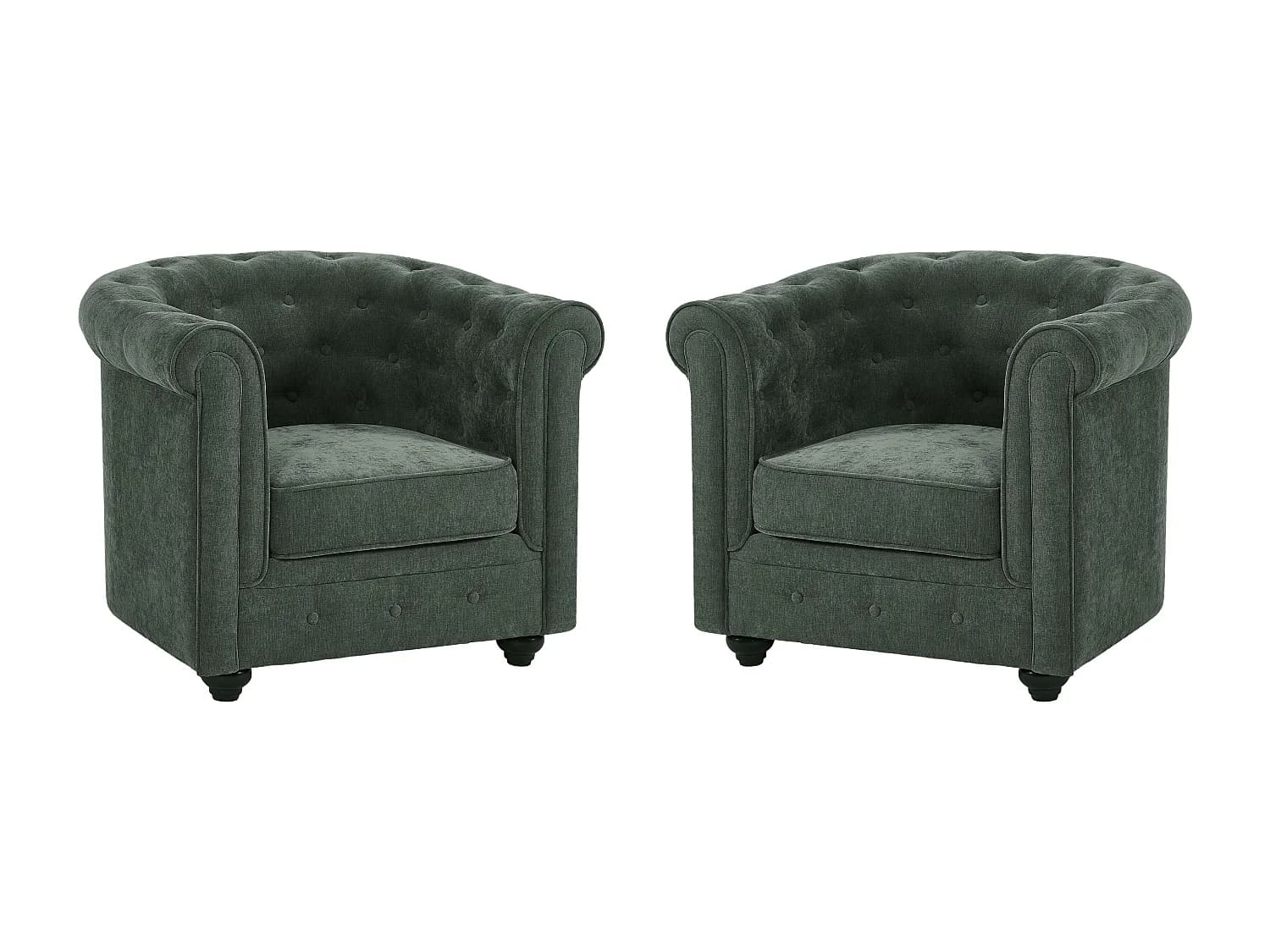 Lot de 2 fauteuils en tissu vert CHESTERFIELD