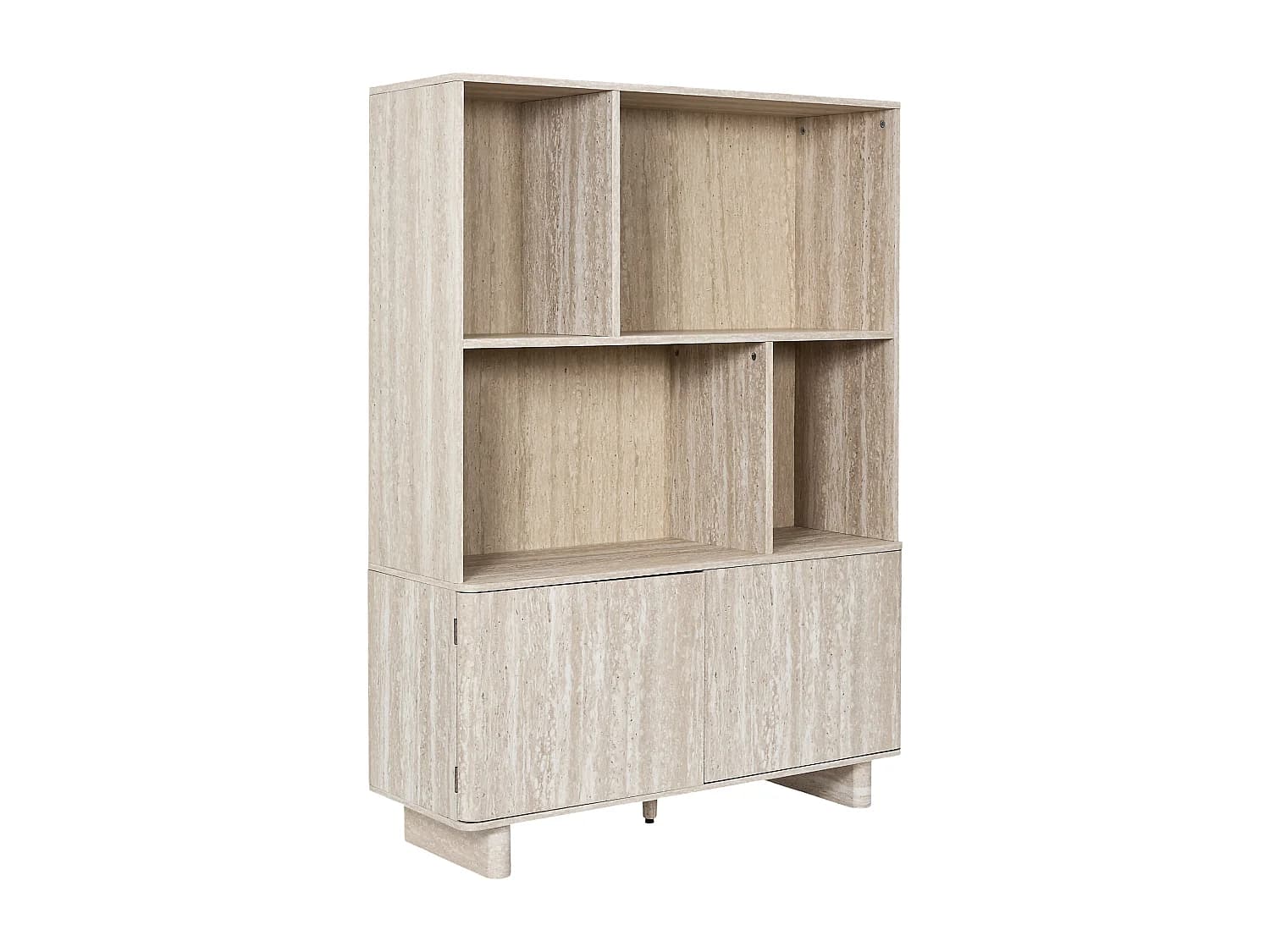 Bibliothèque - HOME DECO FACTORY - Pietra - Effet Pierre - Blanc et Beige