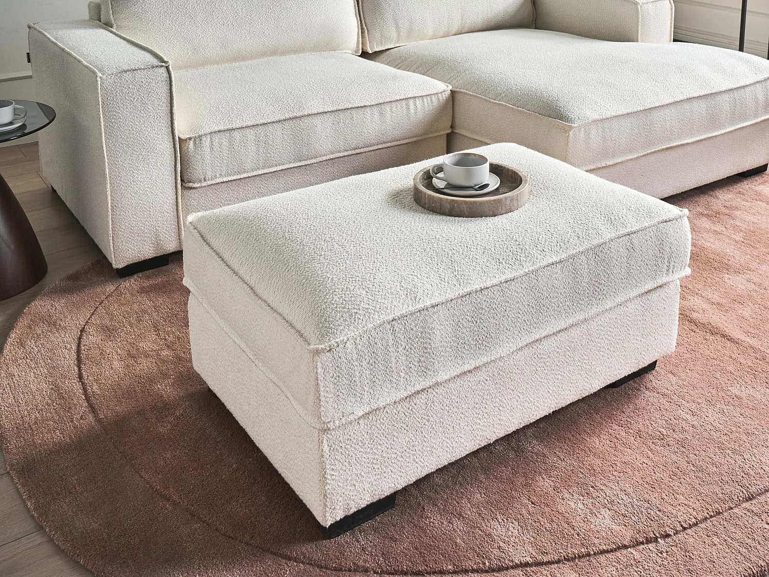 Ottoman KOLDING Bouclé Beige clair