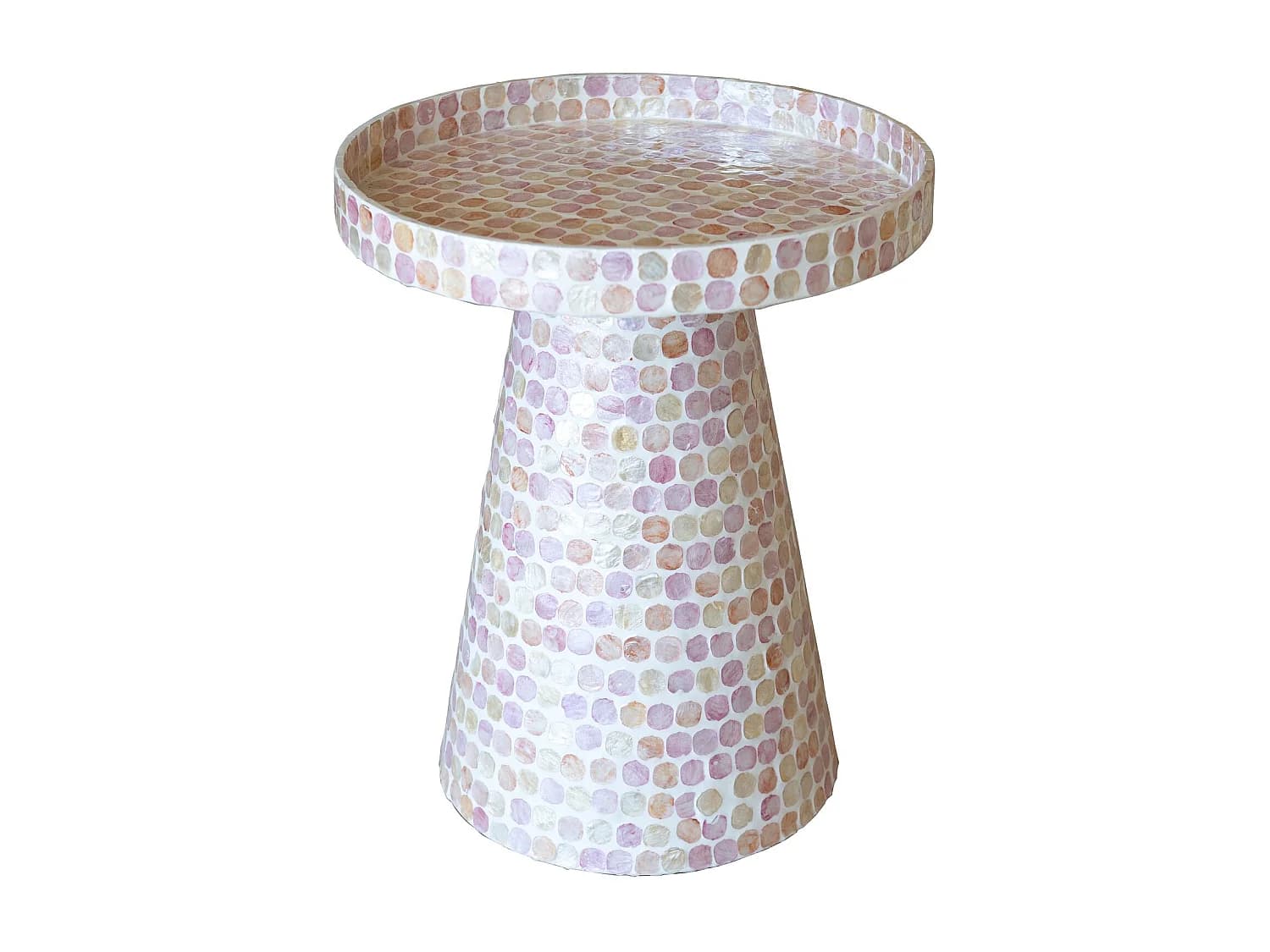 Now's Home - Meuble D'appoint En Coquilles De Capiz Rosé 40x40xht48cm Elora