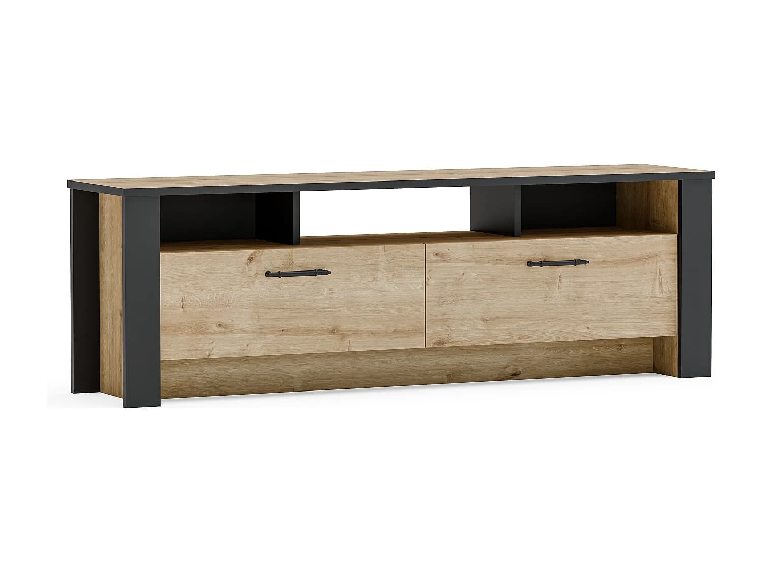Meuble TV Manhattan 150 cm avec 2 armoires et 3 niches