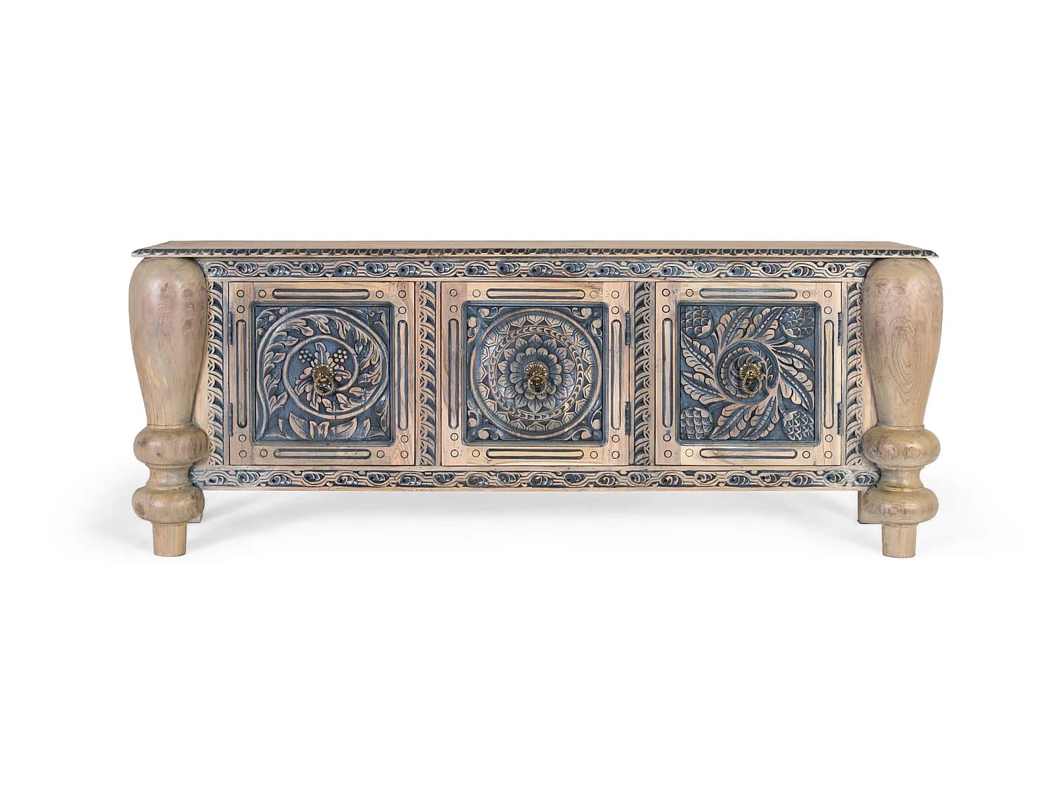 Buffet en bois de teck de style ethnique - 76 x 198 x 45