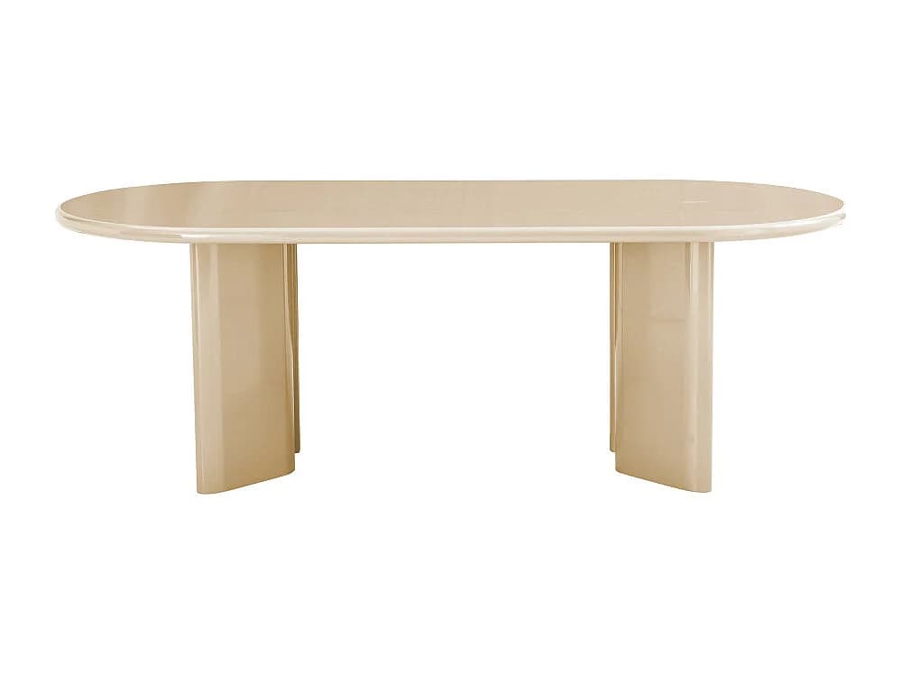 Glossi - Table à manger 6 personnes ovale en bois laqué - Grège