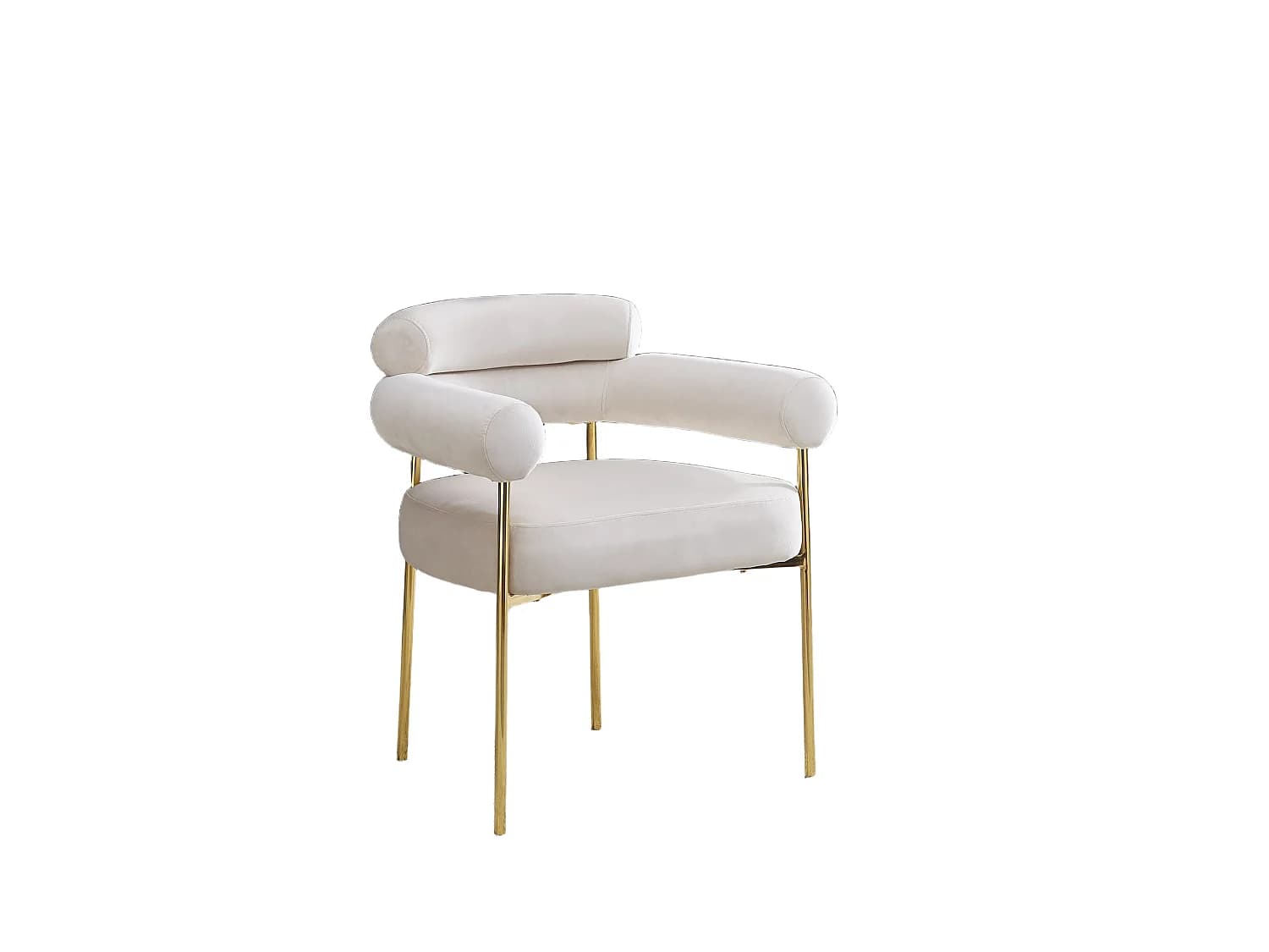 Lot de 2 Chaises BULLE avec Accoudoirs Velours Beige & Pieds Gold 72x60x77 cm