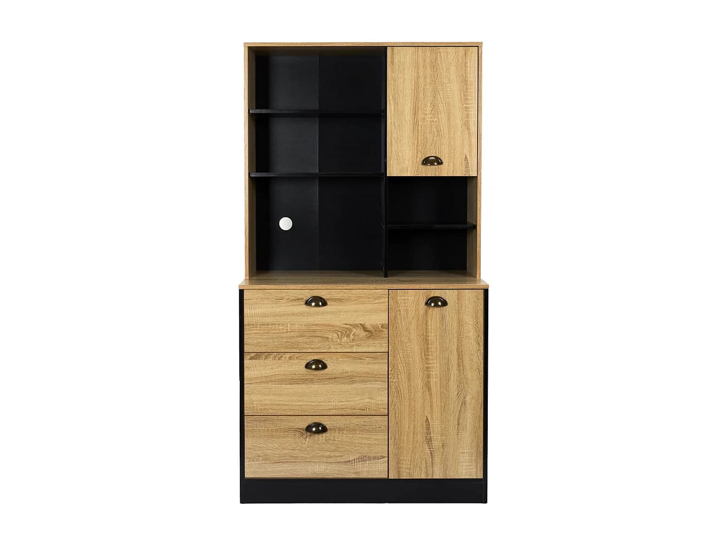 DINAJ - Buffet Vaisselier Multi-Rangement Aspect Bois