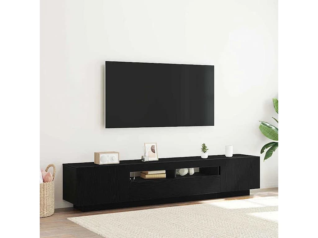 Meuble TV 2 pièces Noir 200 x 35 x 40 cm Bois d'ingénierie