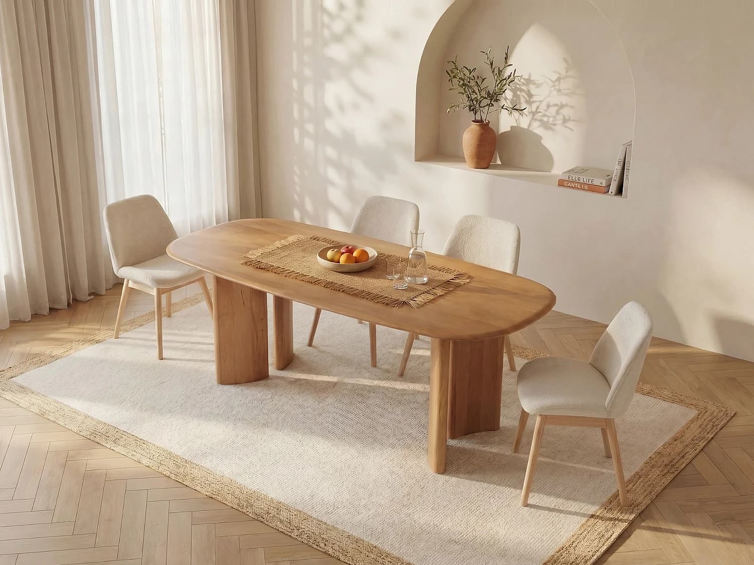 Table à manger 8 personnes en bois de manguier - Naturel - ISLARA