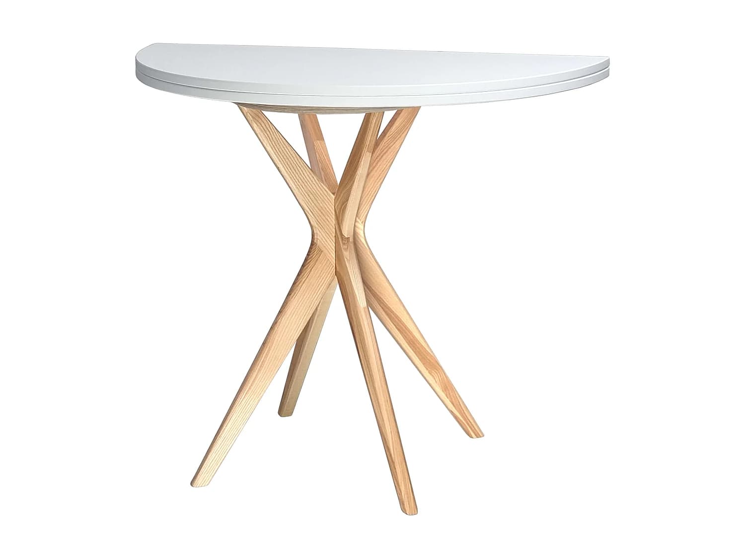 Table de salle à manger demi-ronde extensible 100 cm Jubi Blanche