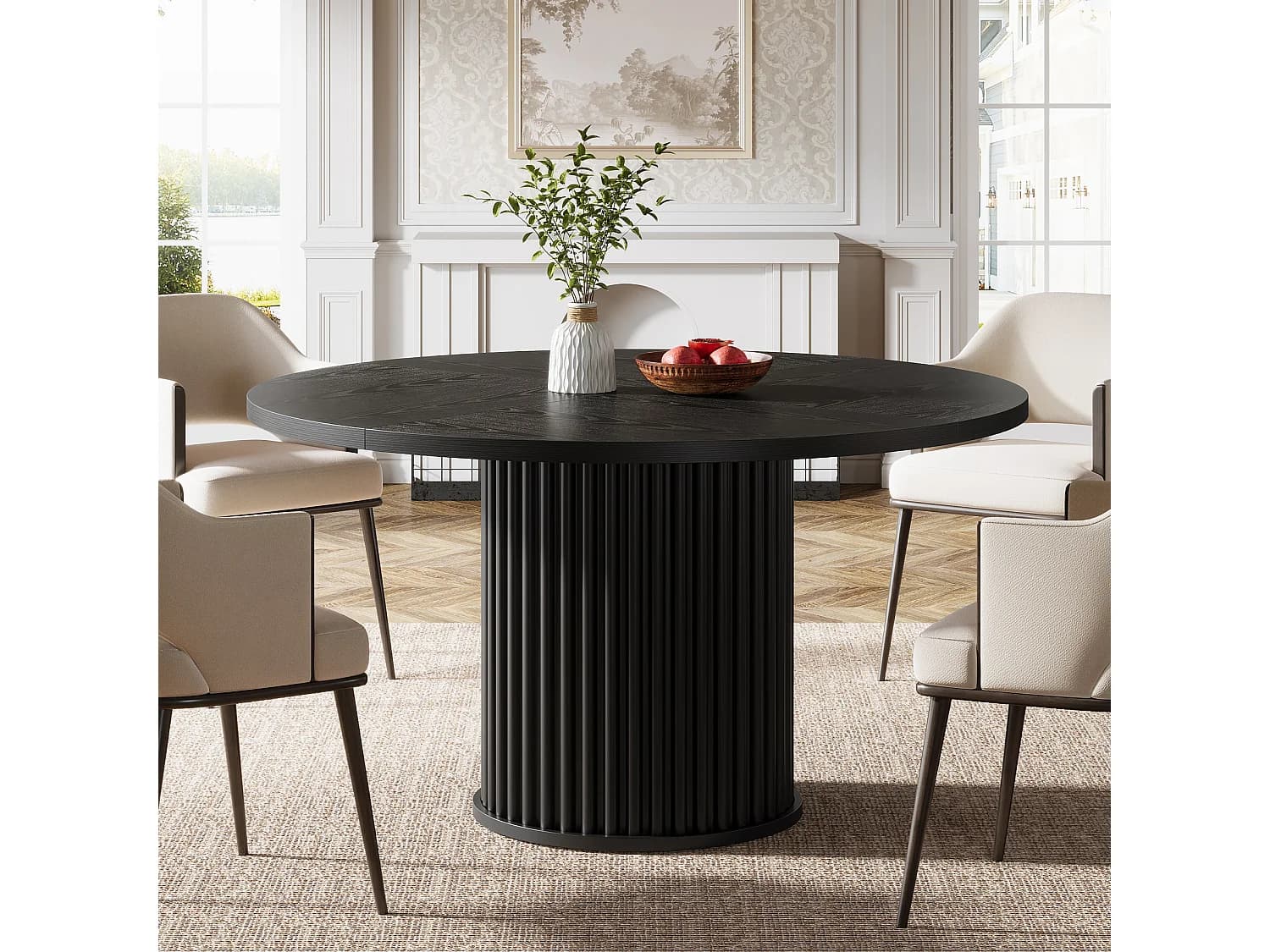 Table à manger ronde pour 4 à 6 personnes, table de cuisine circulaire moderne de 120 cm