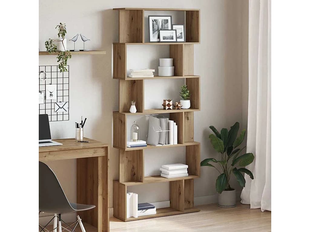 Bibliothèque chêne artisanal 80x24x192 cm bois d'ingénierie