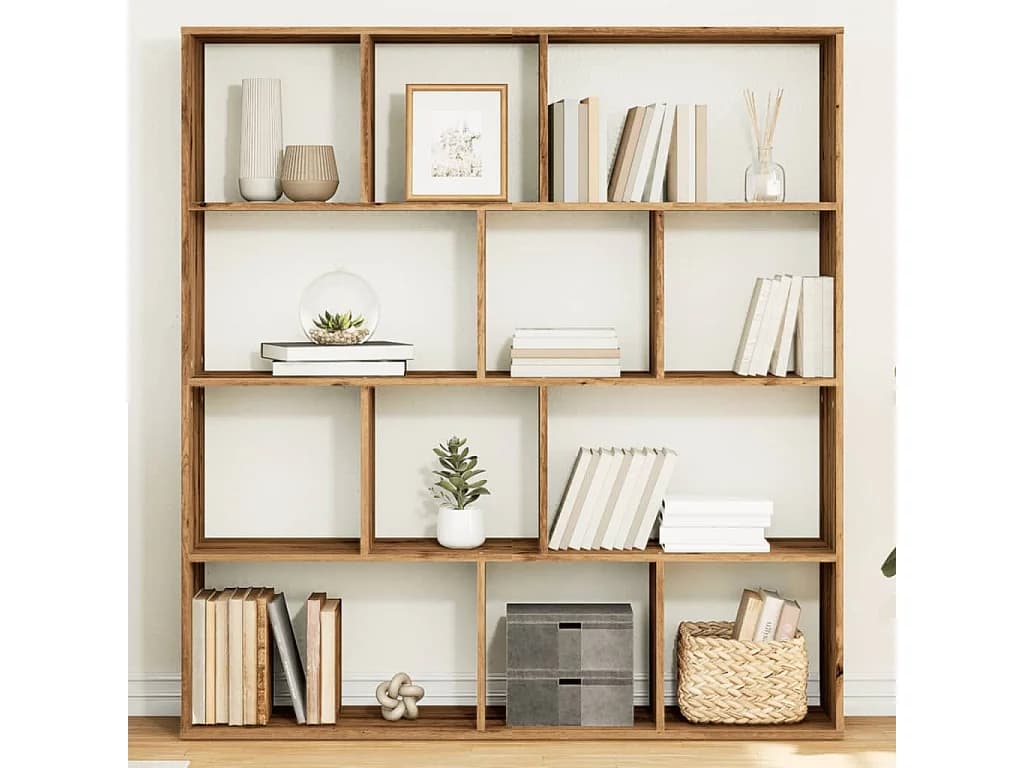 Bibliothèque chêne artisanal 132x29x141,5 cm bois d'ingénierie