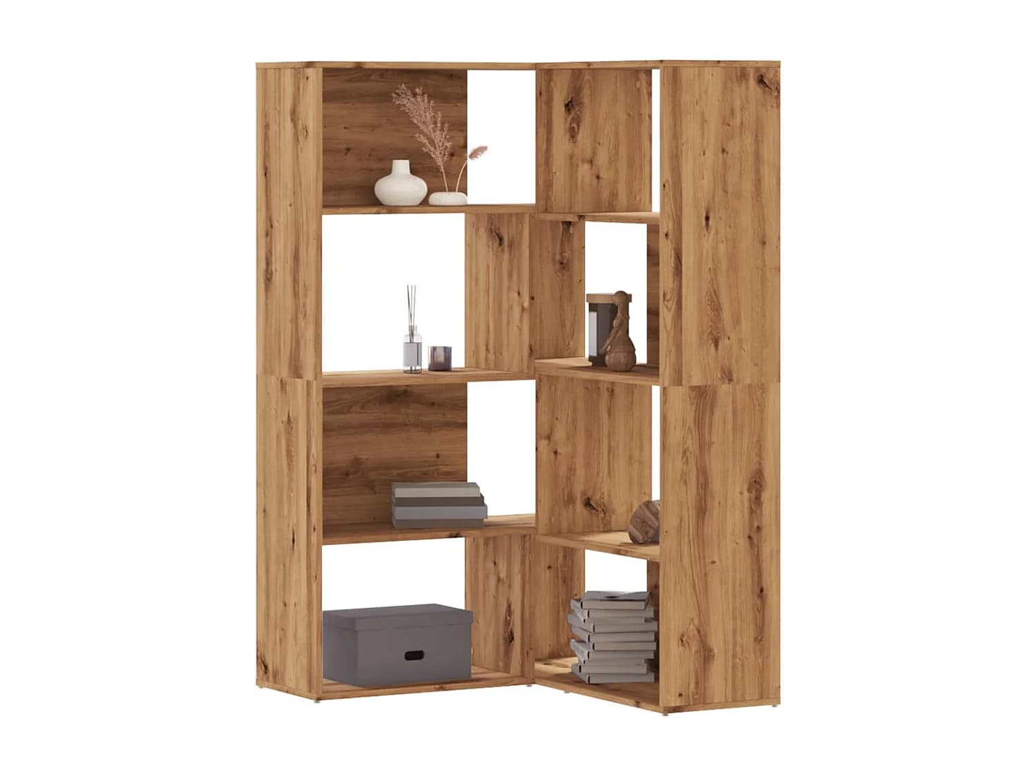 Bibliothèque d'angle 4 niveaux chêne artisanal bois ingénierie