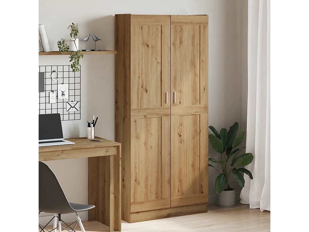 Bibliothèque chêne artisanal 82,5x30,5x185 cm bois d'ingénierie
