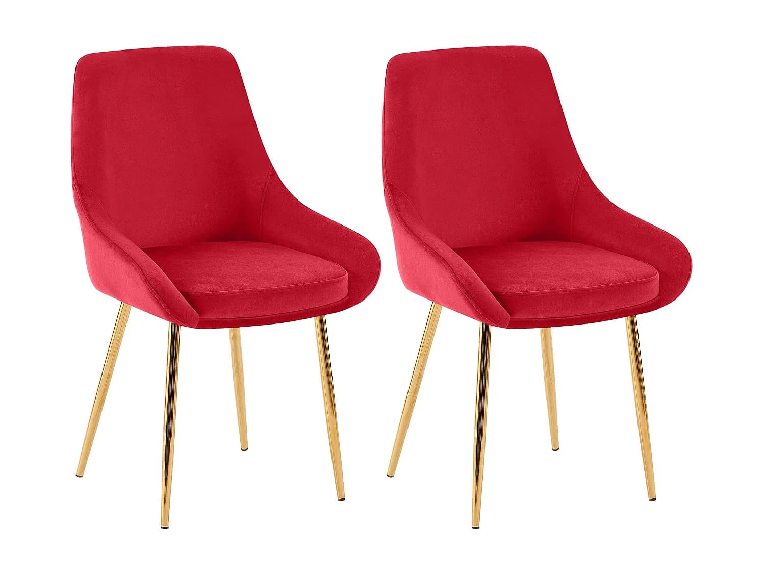 Lot de 2 chaise salle à manger - Velours - Rouge - Elmira