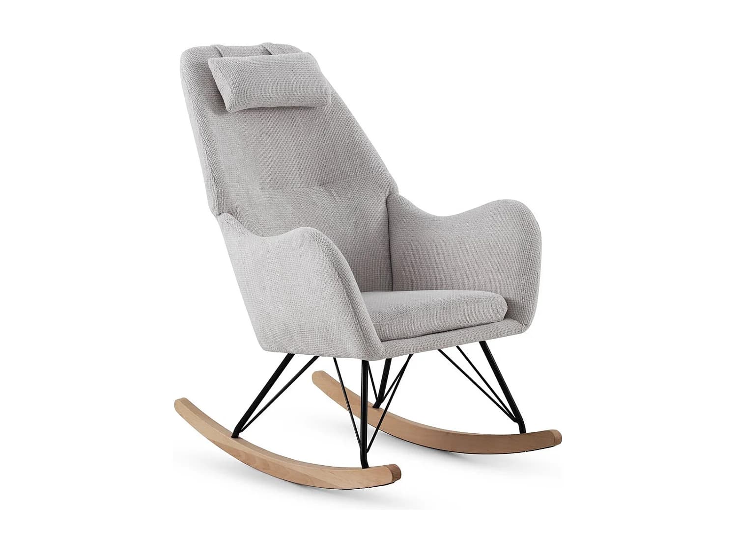 Fauteuil à bascule tapissé en chenille blanche