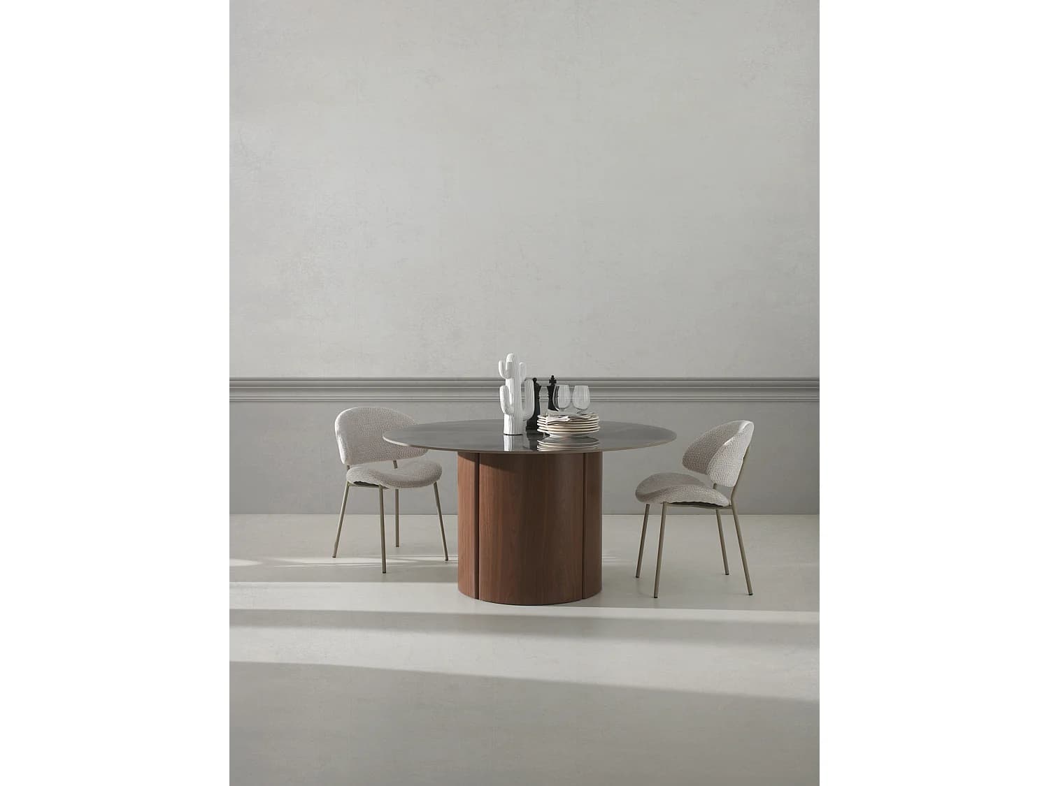 Table ronde 140 diam. avec plateau en céramique