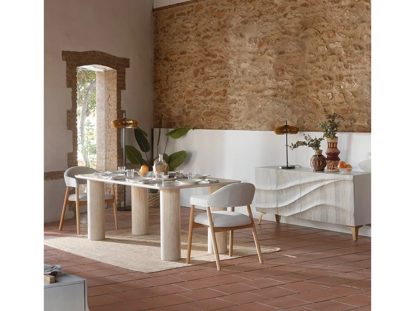 Table rectangulaire 160x90 avec plateau en céramique
