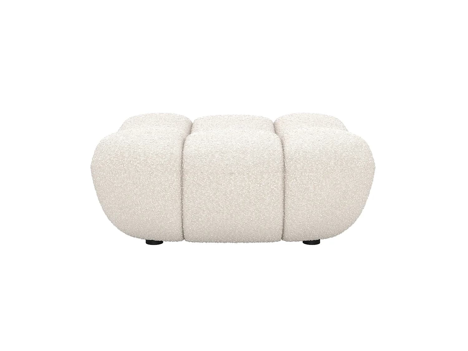 Pouf repose-pieds en tissu bouclé blanc - Teddy