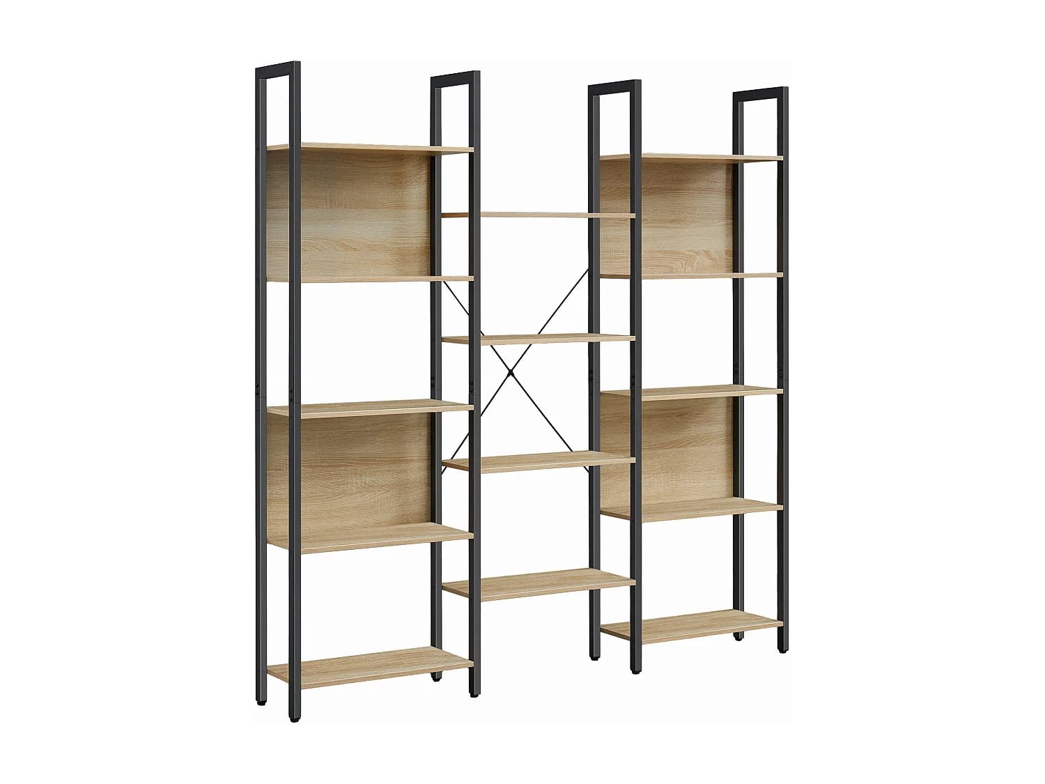 Bibliothèque double Valora – Style loft en chêne Sonoma avec 14 étagères