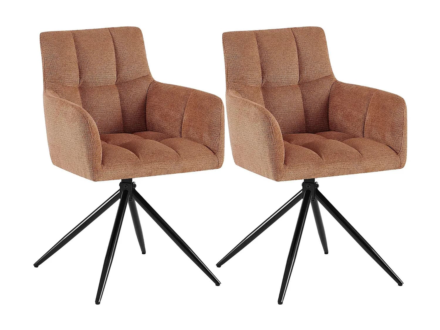Lot de 2 chaises avec accoudoirs - Tissu - Orange - Jonah