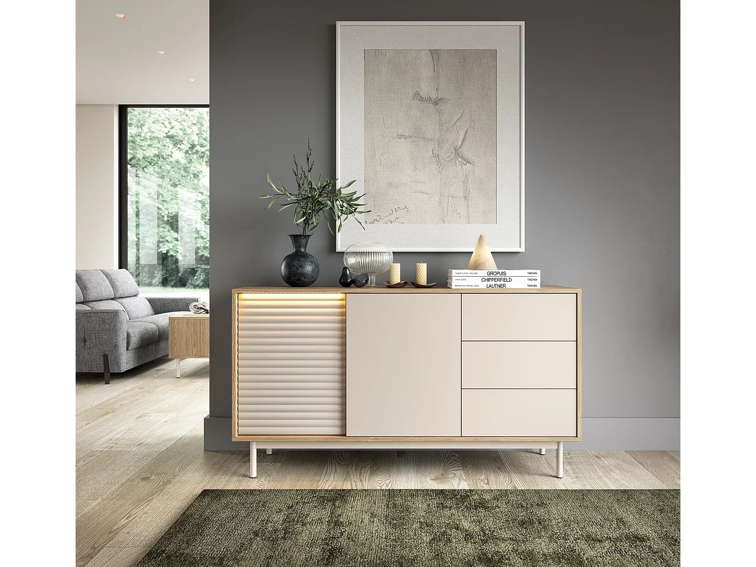 MINIO go for it, commode LITA 3, chêne huilé/cachemire