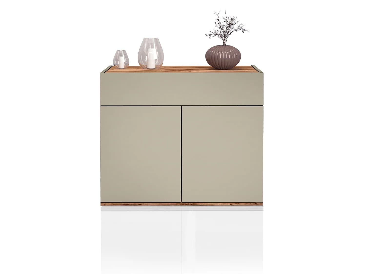 Buffet Garda avec 2 portes et 1 tiroir taupe mat et chêne 80,9x35x70 cm