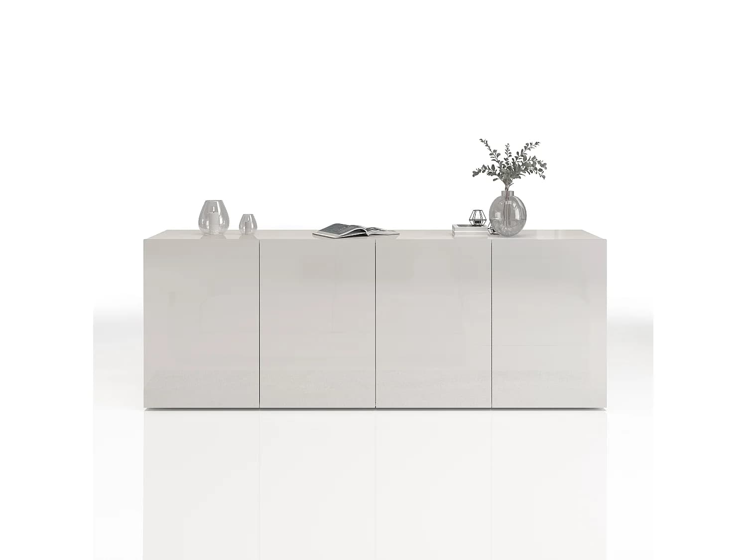 Buffet Egypt avec 4 portes et 4 compartiments blanc brillant 180x38x70 cm