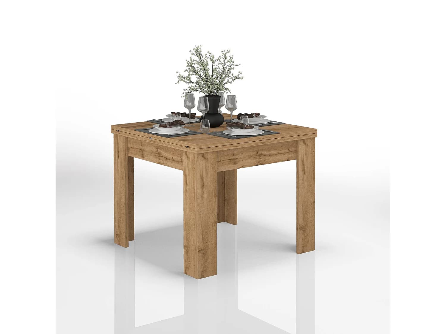 Table extensible Jesi idéale pour 6-8 personnes couleur chêne 90/180x90x75 cm