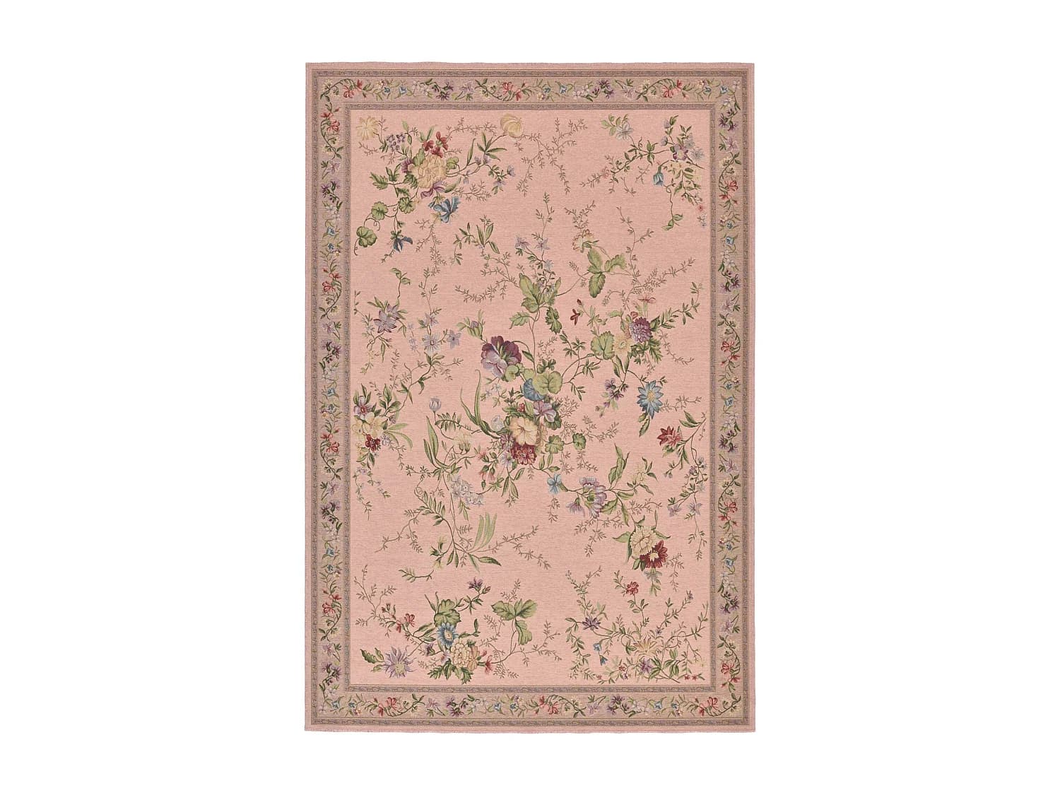 Tapis avec bordure et motif floral 160x230 cm rose Flomi