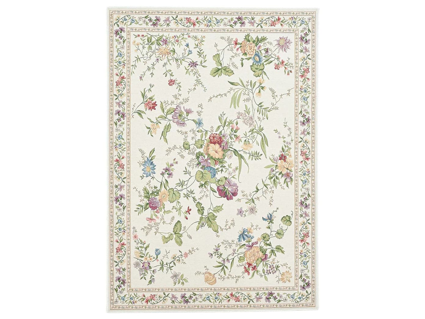 Tapis avec bordure et motif floral 160x230 cm crème Flomi