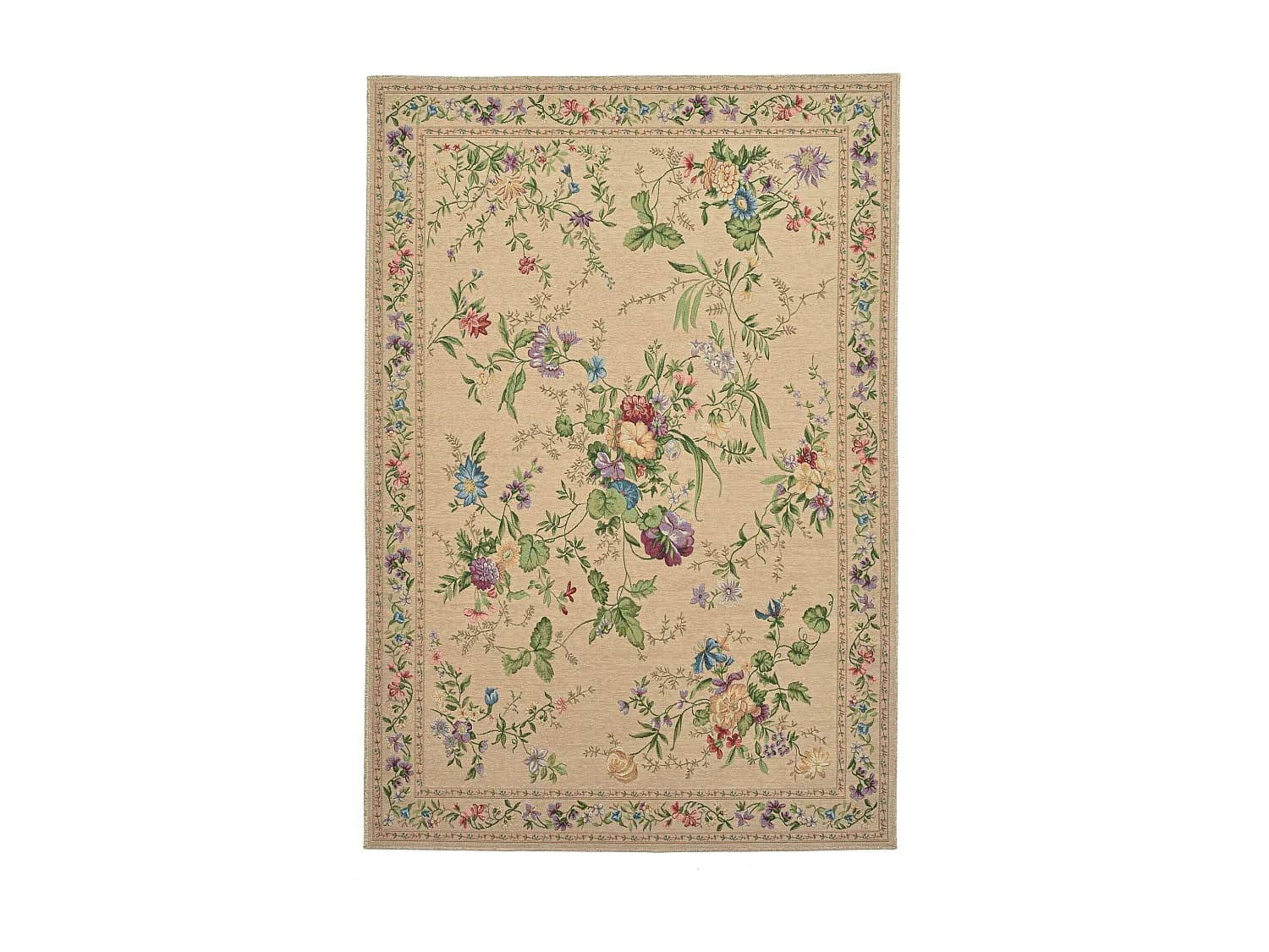 Tapis avec bordure et motif floral 200x290 cm beige Flomi