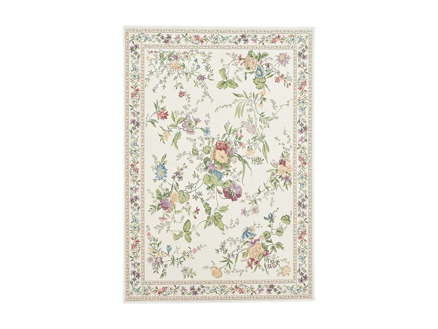 Tapis avec bordure et motif floral 200x290 cm crème Flomi