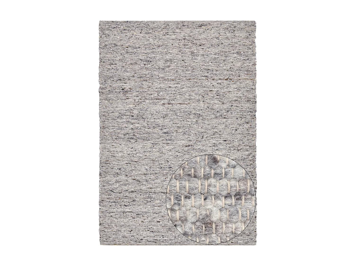 Tapis en laine tissé à la main réversible 160x230 cm gris Alm-Glück