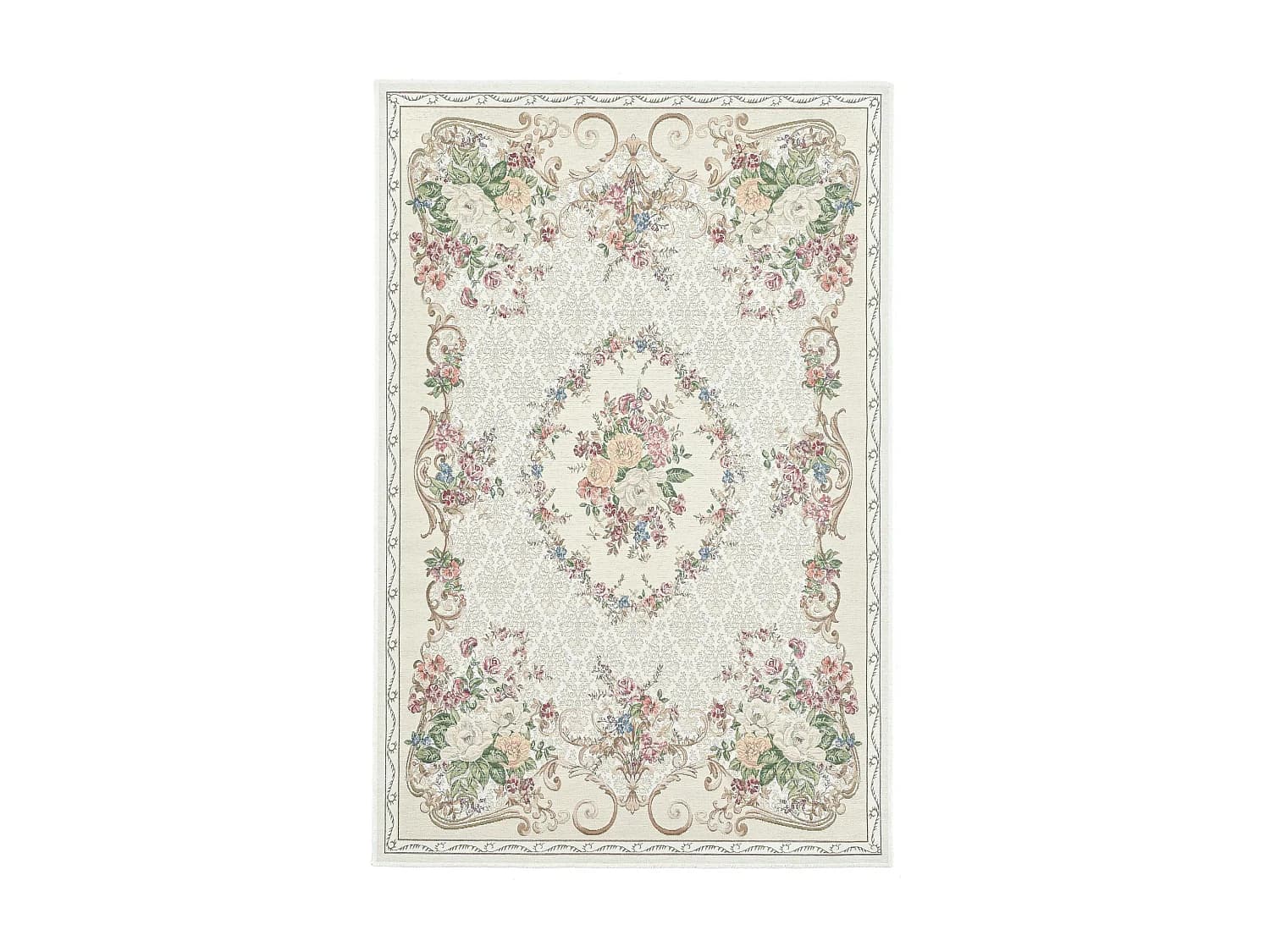 Tapis avec bordure et motif floral 240x340 cm beige Flomi