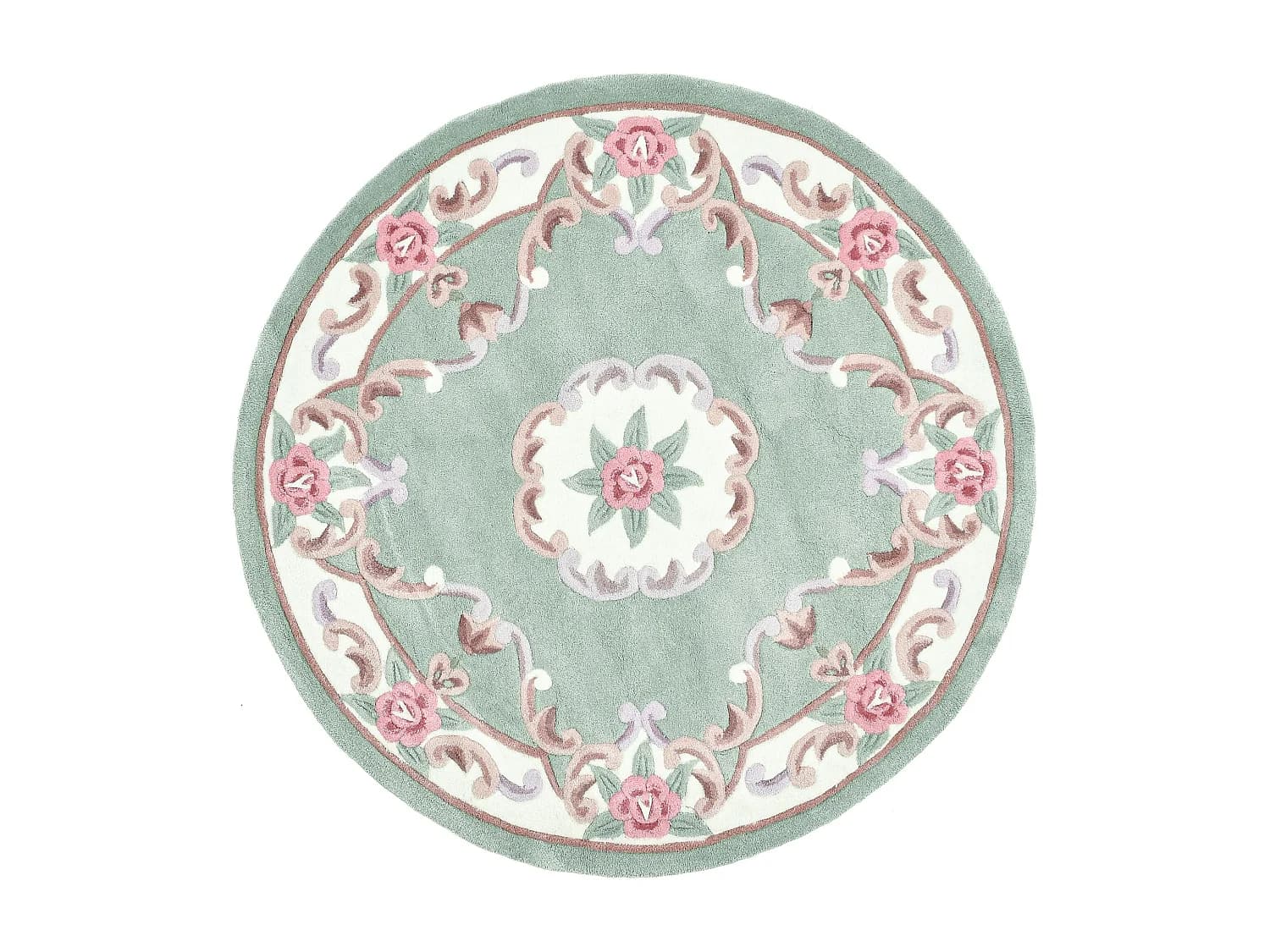 Tapis tufté à la main avec bordure, style Aubusson 150x150 cm vert Ming