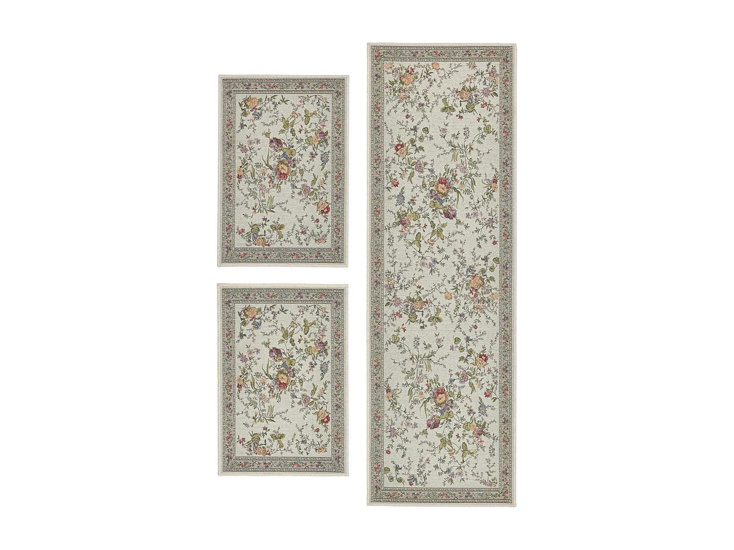 Tapis avec bordure et motif floral 70x400 cm menthe Flomi