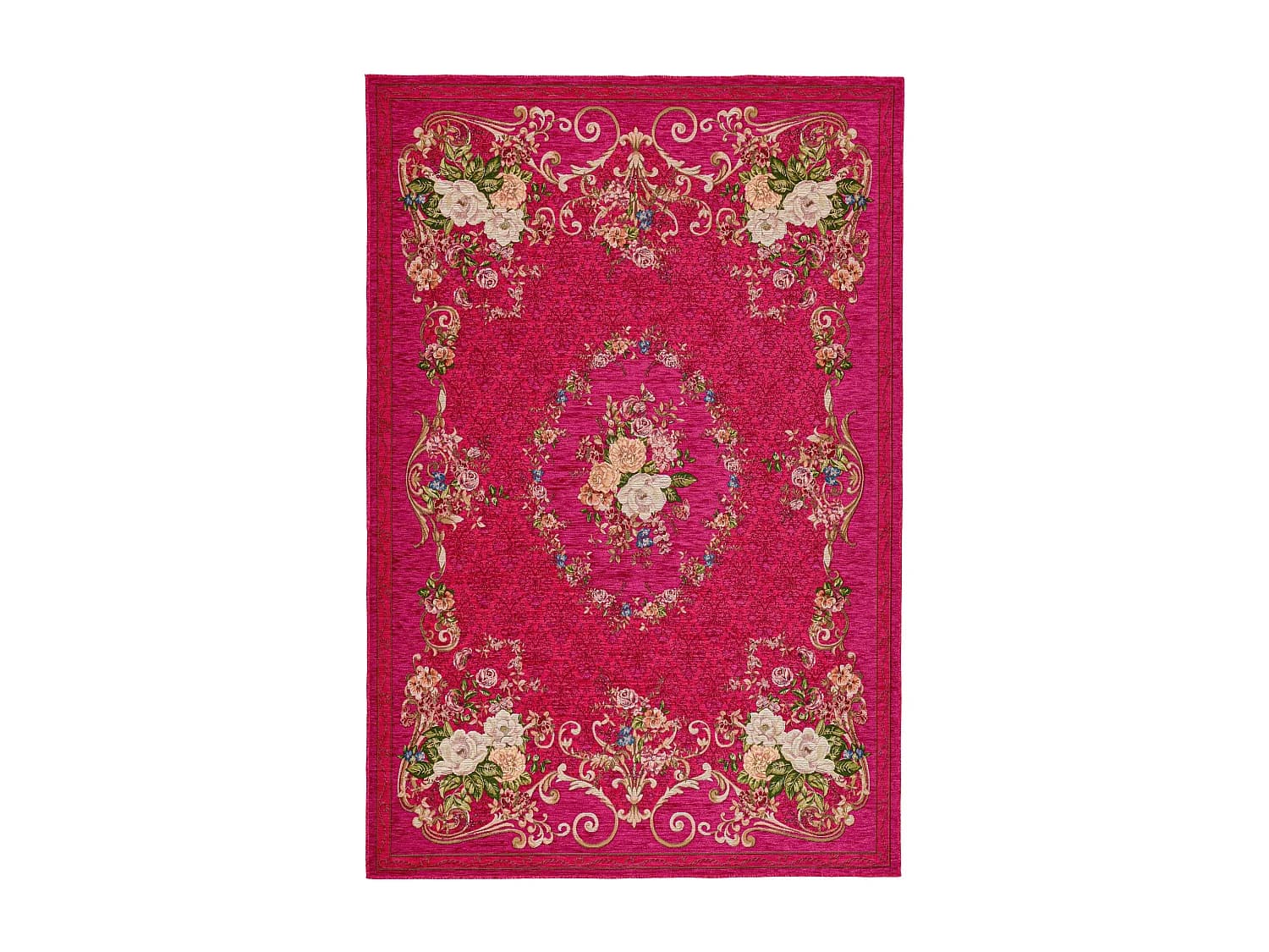 Tapis avec bordure et motif floral 160x230 cm roses Flomi